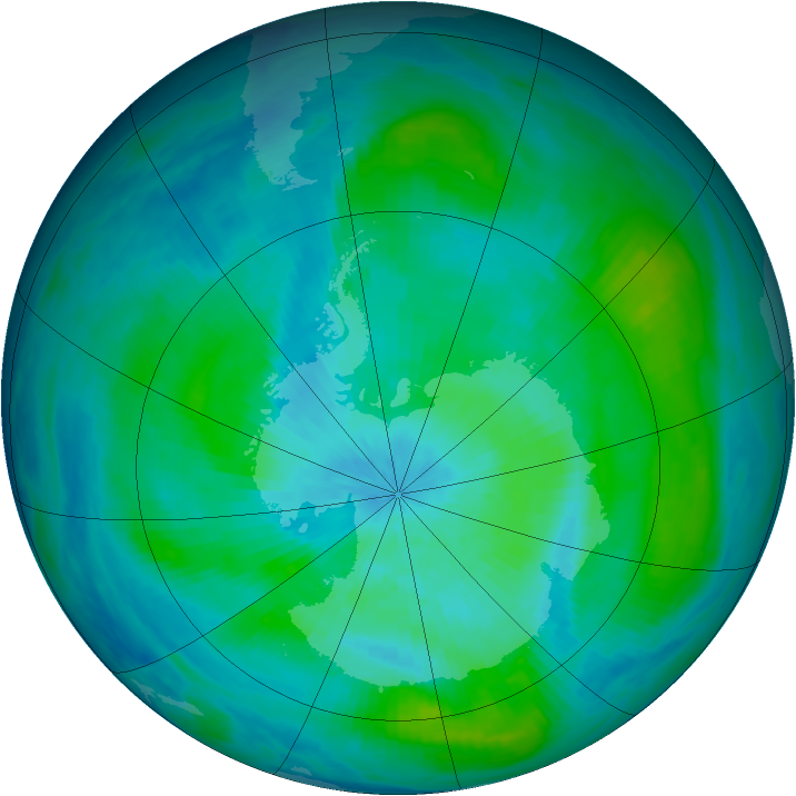 Antarctic ozone map for 05 March 1984